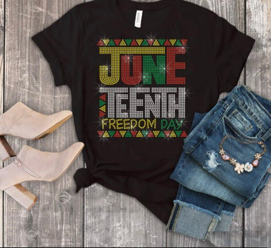 JUNETEENTH RHINESTONE TRANSFER 9.5” x 10.3”