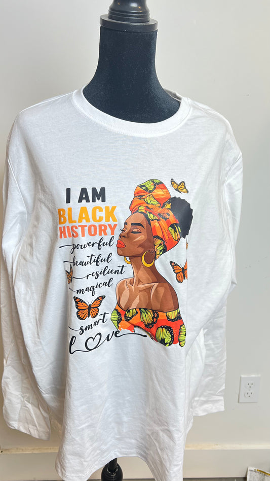 I AM BLACK HISTORY WOMAN'S CUT LONG SLEEVE TEE