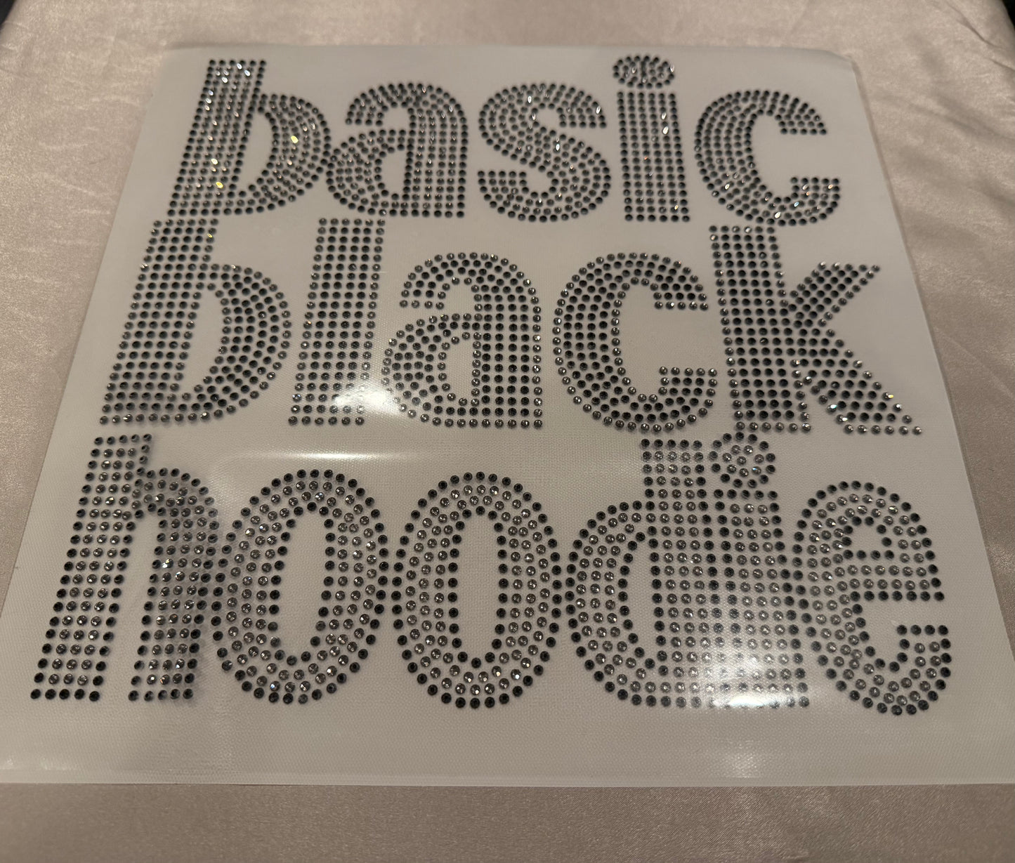 BASIC BLACK HOODIE RHINESTONE TRANSFER