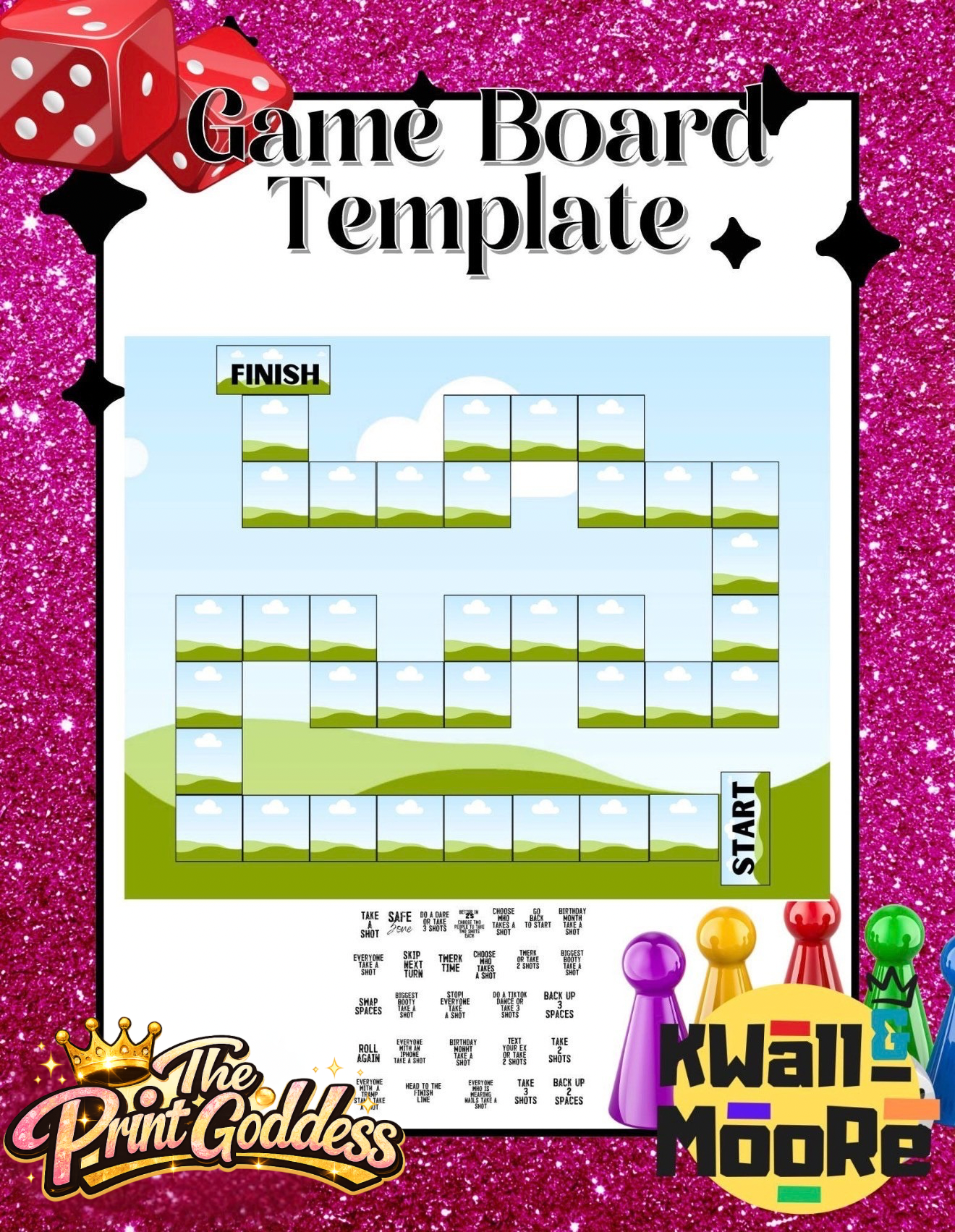 MADE YOUR WAY BIRTHDAY GAMEBOARD ADHESIVE PRINTS 20" x 16” INCHES