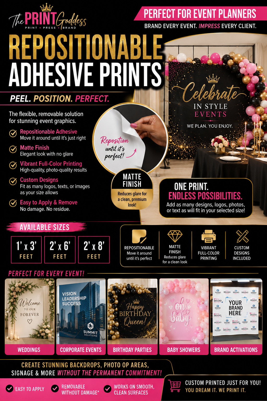 LARGE ADHESIVE REPOSITIONING PRINTS