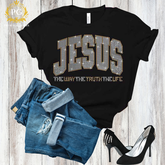 JESUS BOLD RHINESTONE TRANSFER