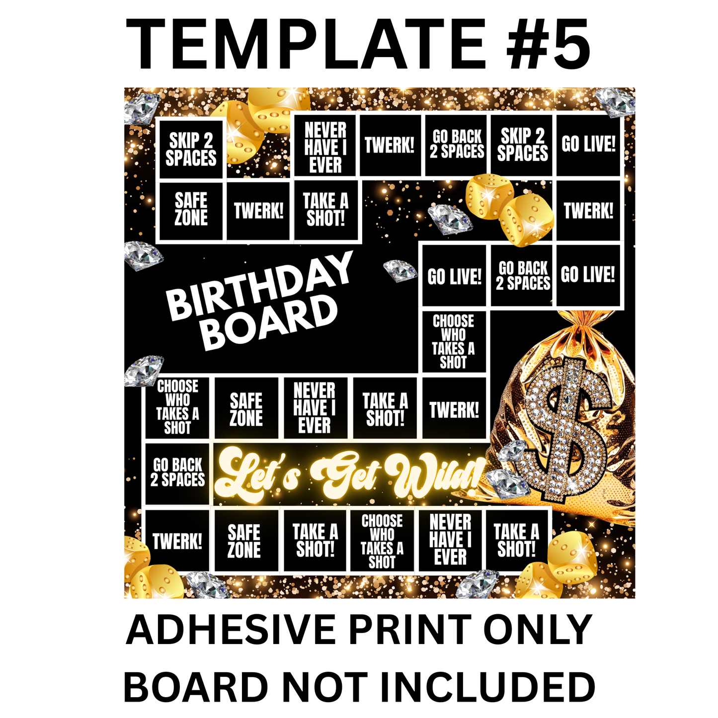 BIRTHDAY GAMEBOARD ADHESIVE PRINTS 20" INCHES