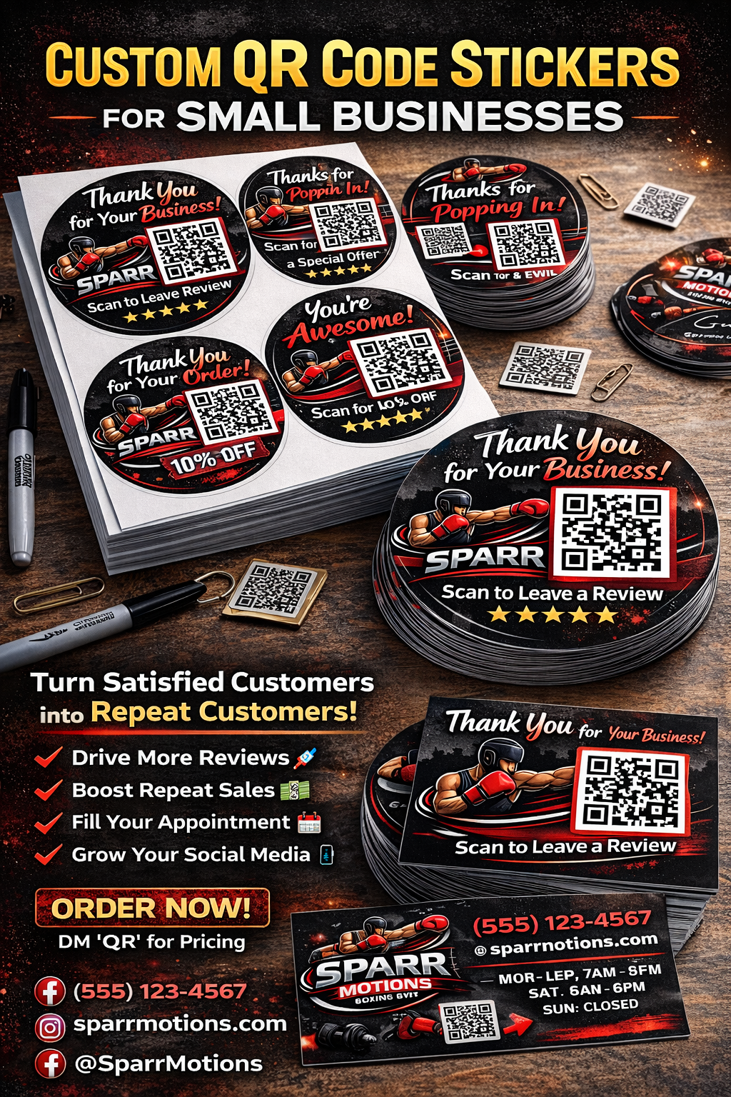 CUSTOM 100 LOGO STICKER AND 50 THANK YOU STICKER BUNDLE