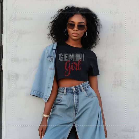 GEMINI GIRL RHINESTONE TRANSFER
