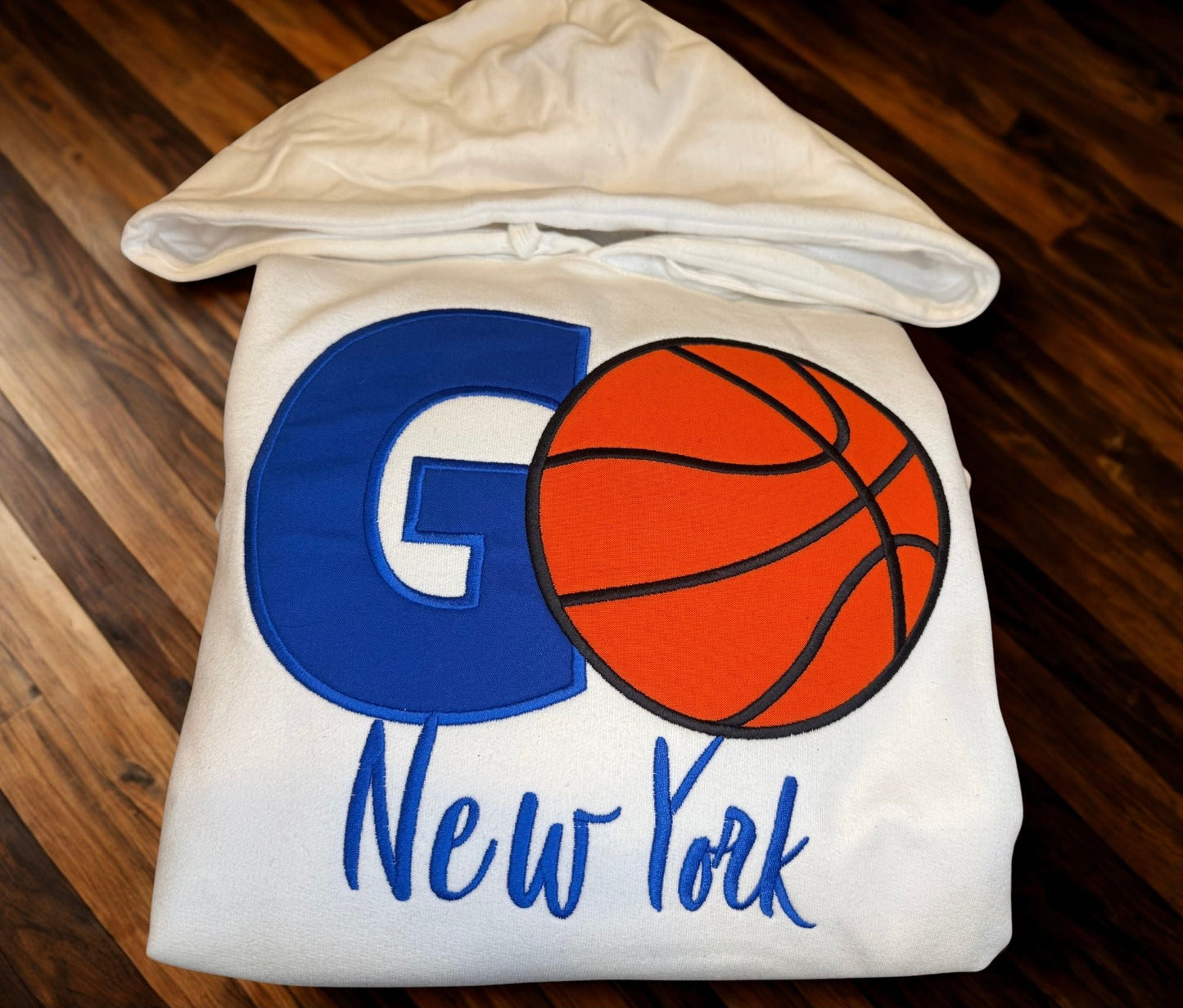 Custom “GO” Basketball Hoodie – Personalized Appliqué & Embroidery